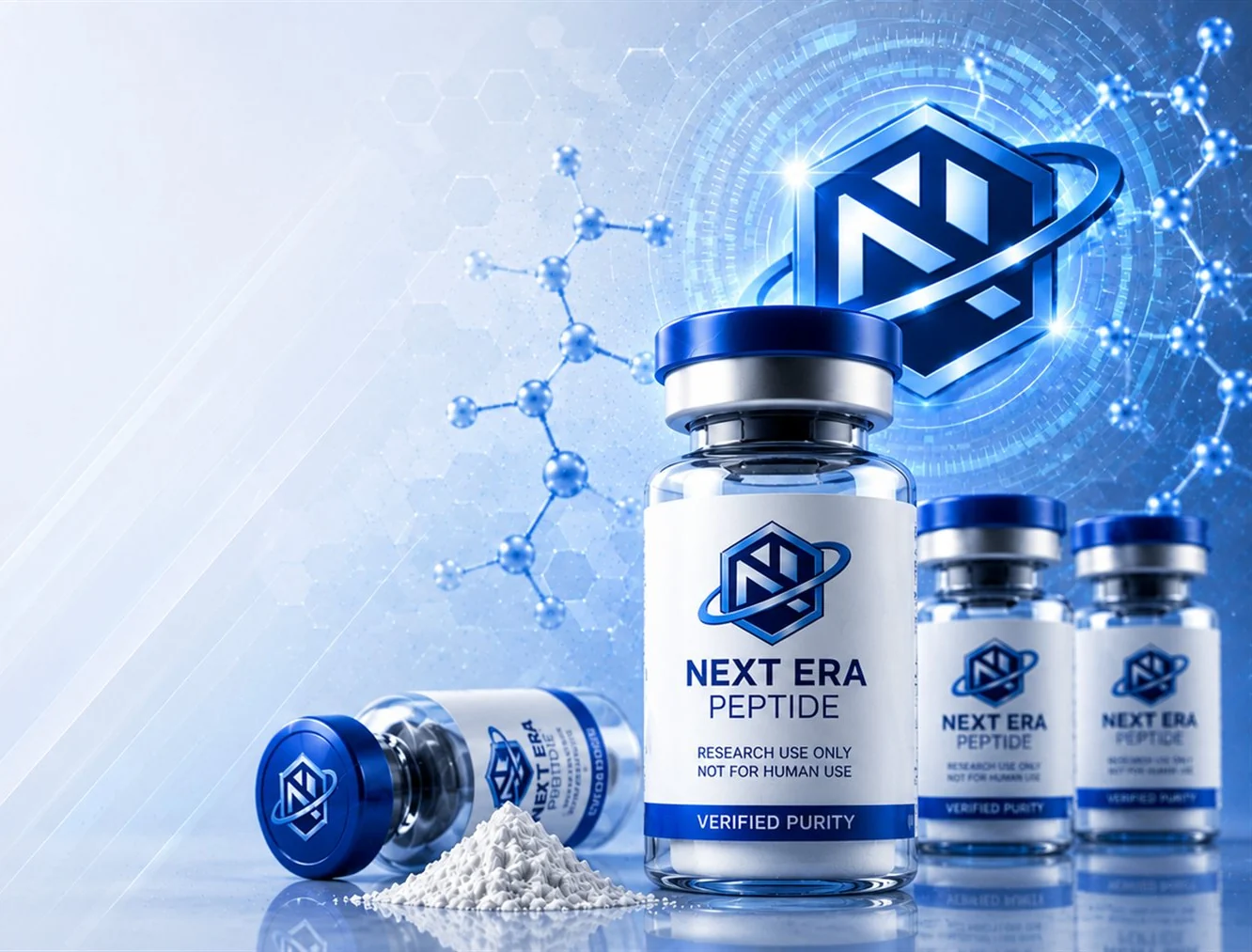 Next Era Peptide research-grade peptide vials, research use only, verified purity